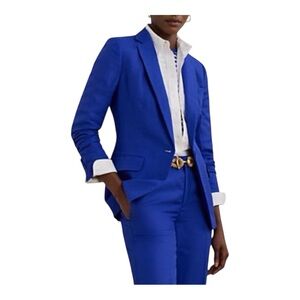 0396. MICHAEL MICHAEL KORS‎ BLUE BLAZER ONE BUTTON ZIPPER POCKETS SIZE 6